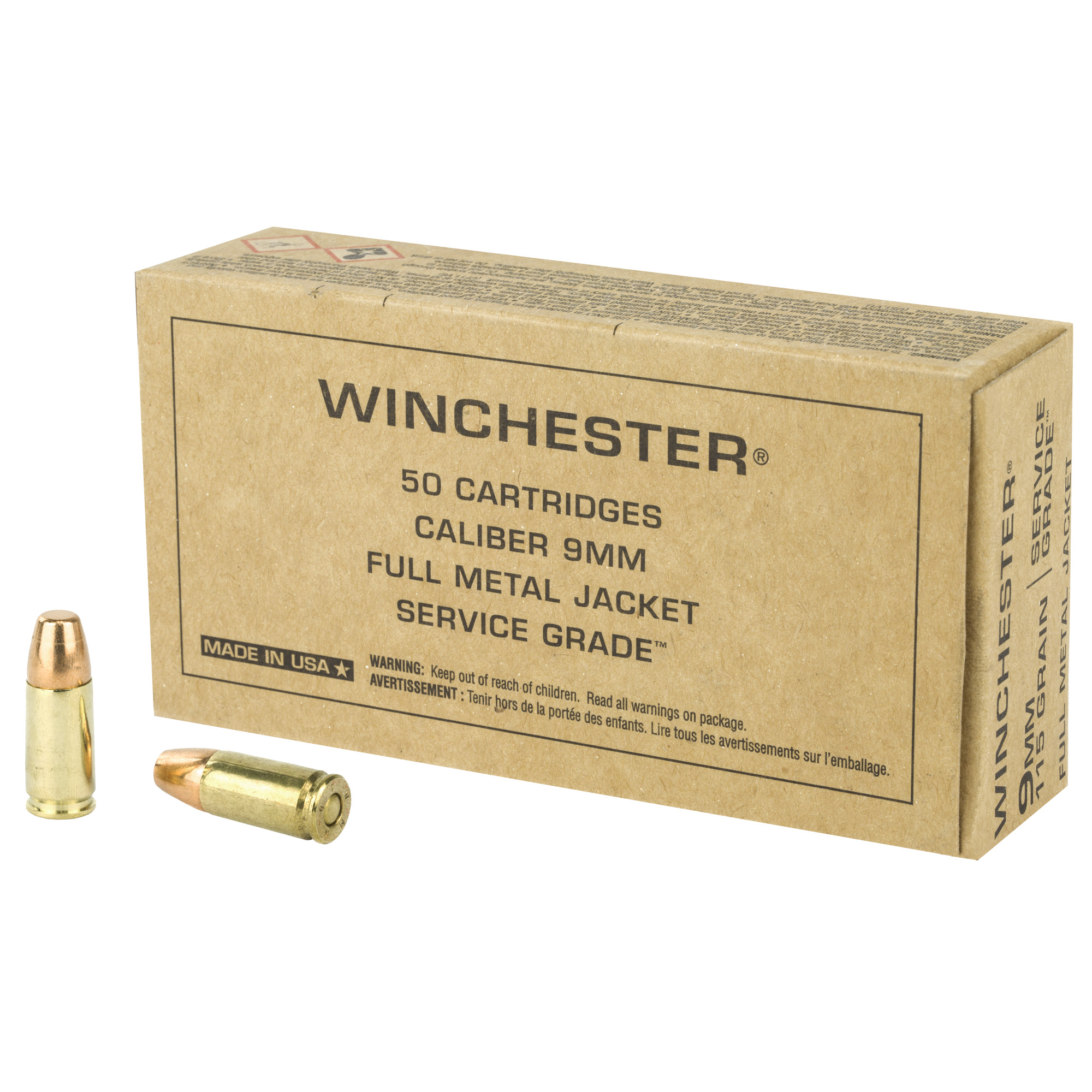 Winchester Service Grade 9mm 115gr Full Metal Jacket – 50rd