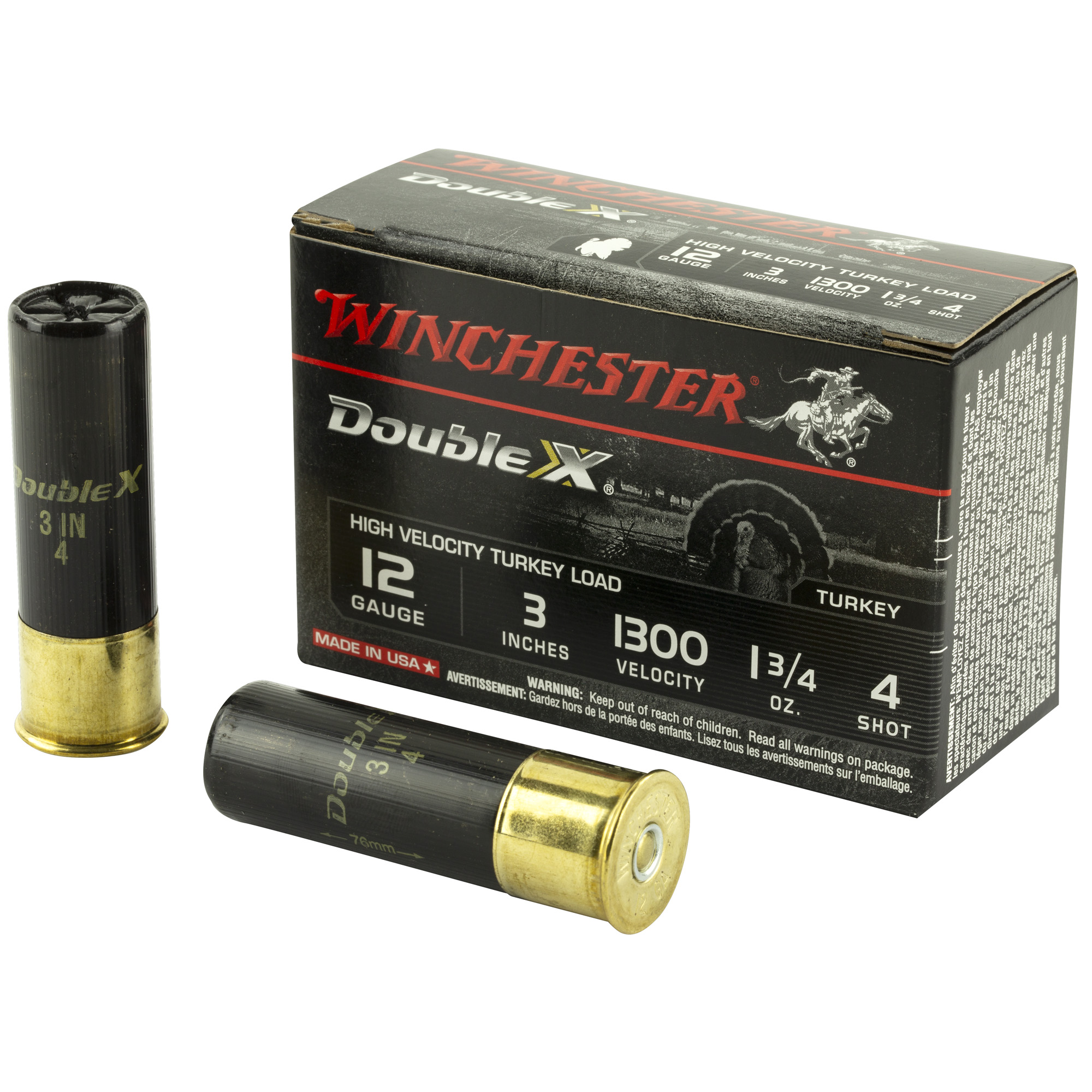 Winchester Double X Turkey 12 Gauge 3″ Hi-Velocity #4 Shotshell – 10rd