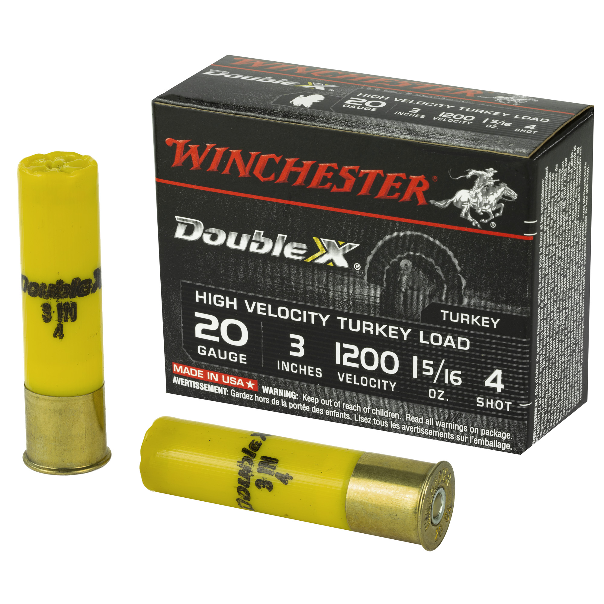 Winchester Double X Turkey 20 Gauge 3″ Hi-Velocity #4 Shotshell – 10rd