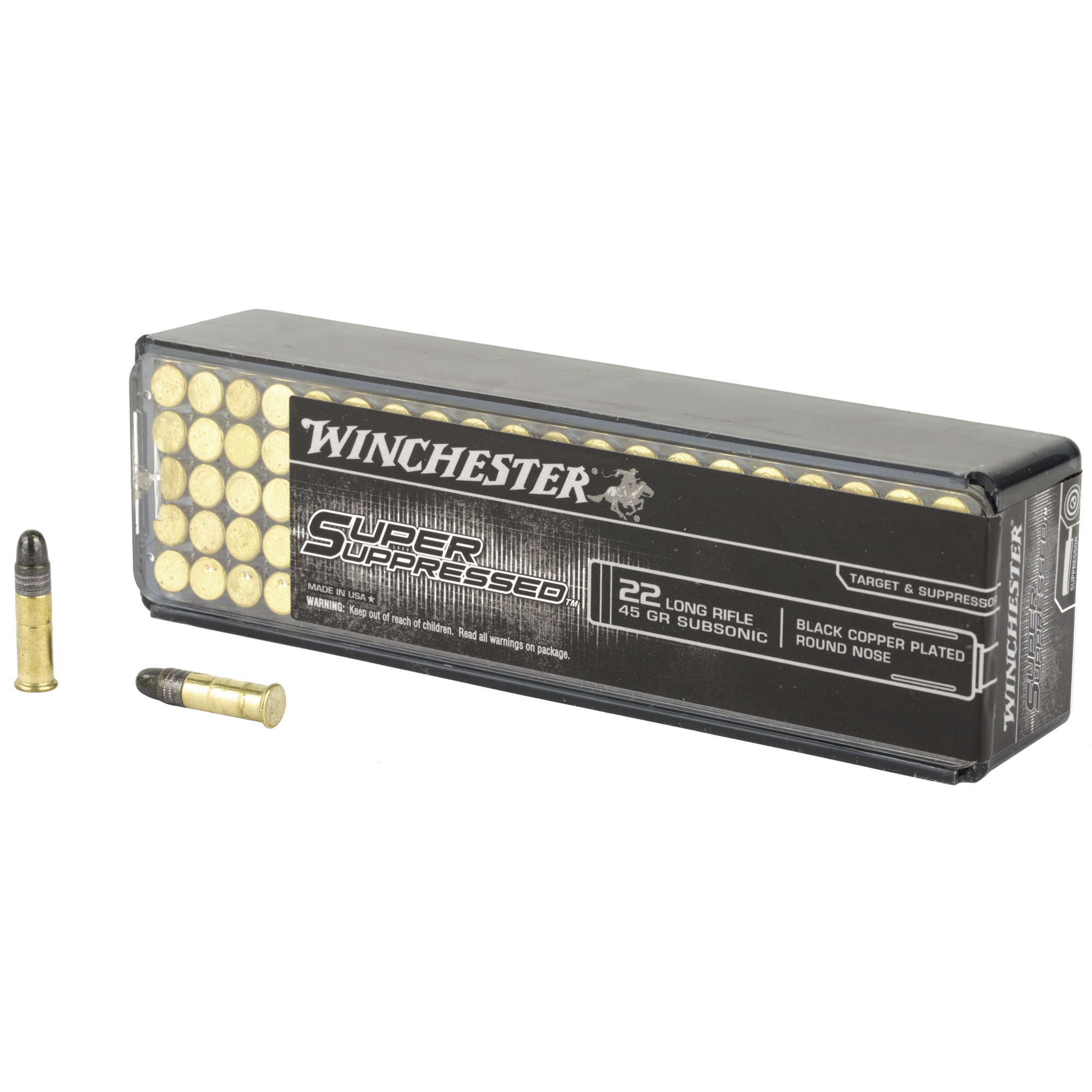 Winchester Super Suppressed Rimfire 22 LR 45gr Copper Plated Round Nose – 100rd