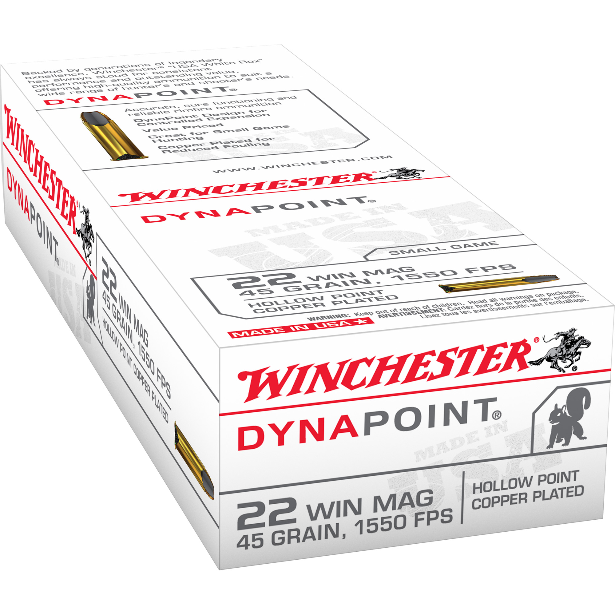 Winchester USA 22 WMR 45gr Dynapoint – 50rd