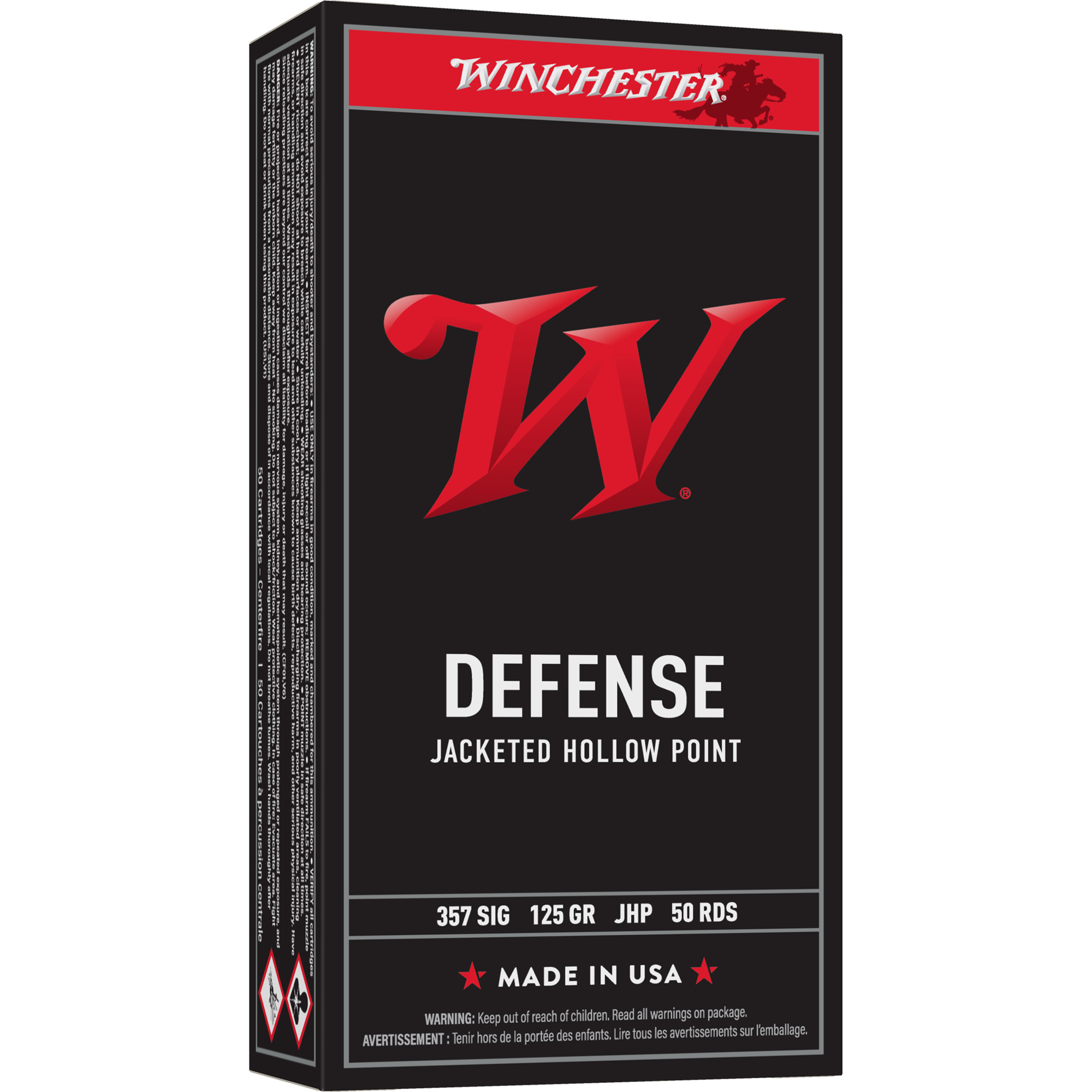 Winchester USA 357 Sig 125gr Jacketed Hollow Point – 50rd