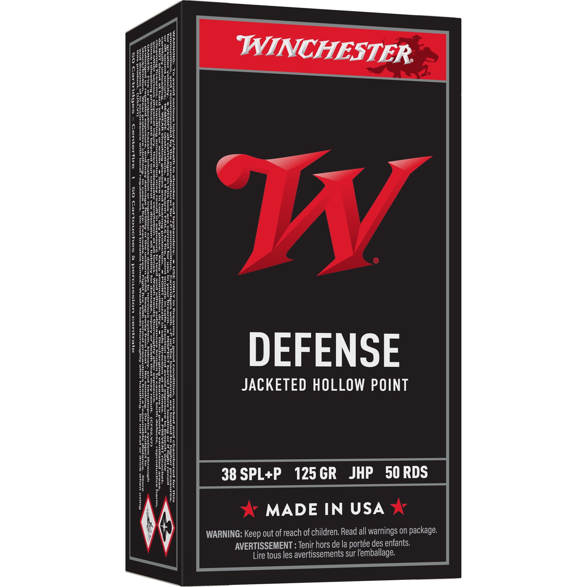 Winchester USA 38 Special +P 125gr Jacketed Hollow Point – 50rd