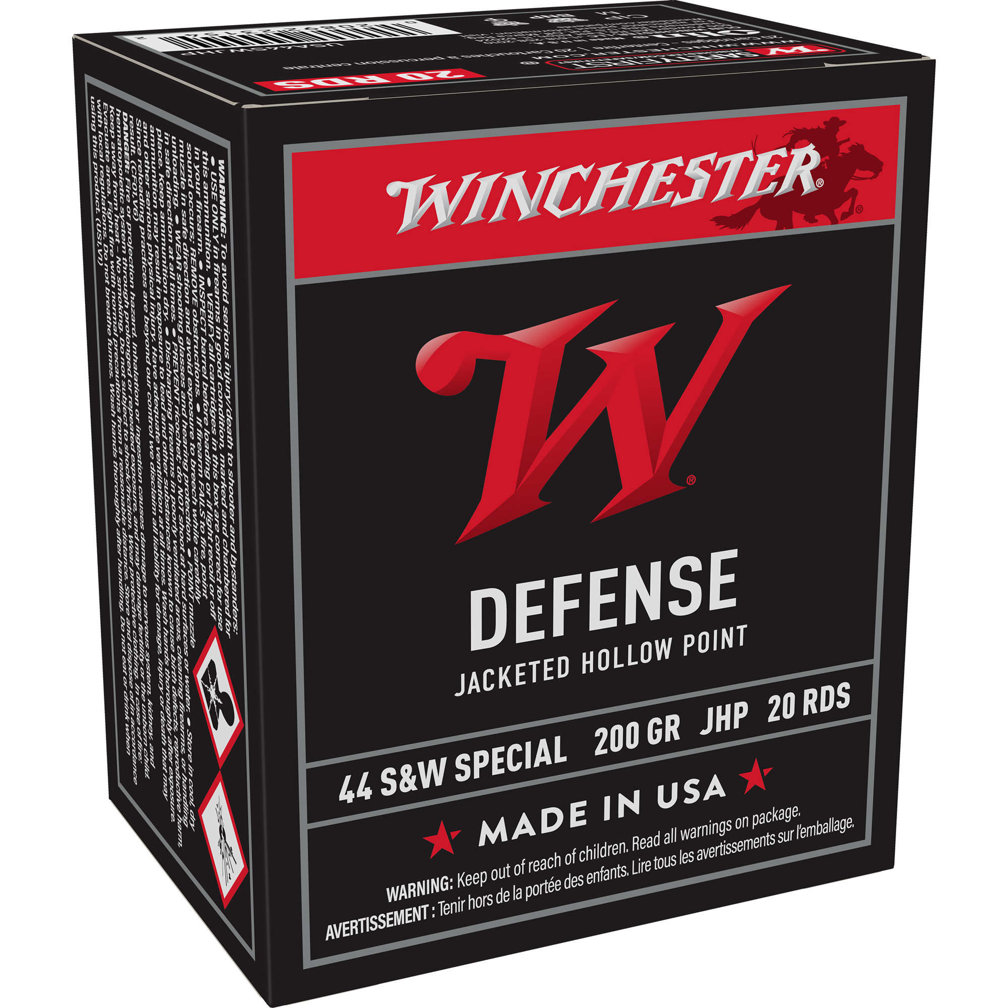 Winchester USA WHITE BOX 44 Special 200gr Jacketed Hollow Point – 20rd