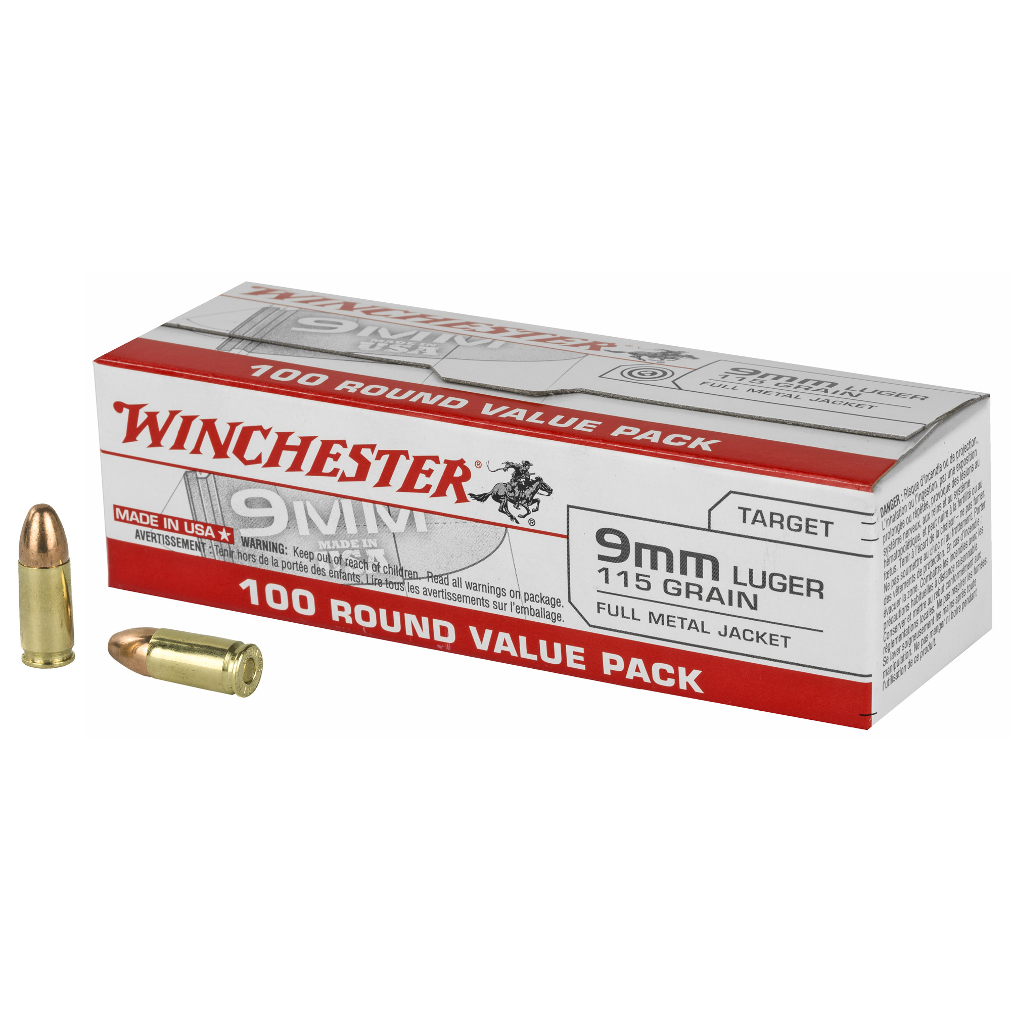 Winchester USA 9mm 115gr Full Metal Jacket – 100rd