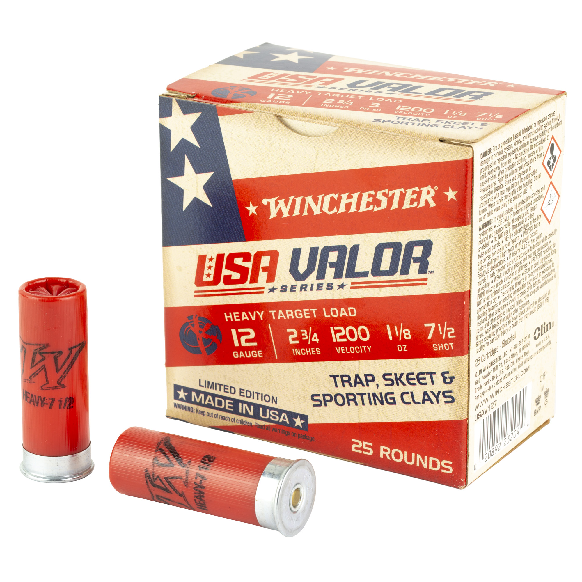 Winchester USA VALOR 12 Gauge 2.75″ #7.5 Shot – 25rd