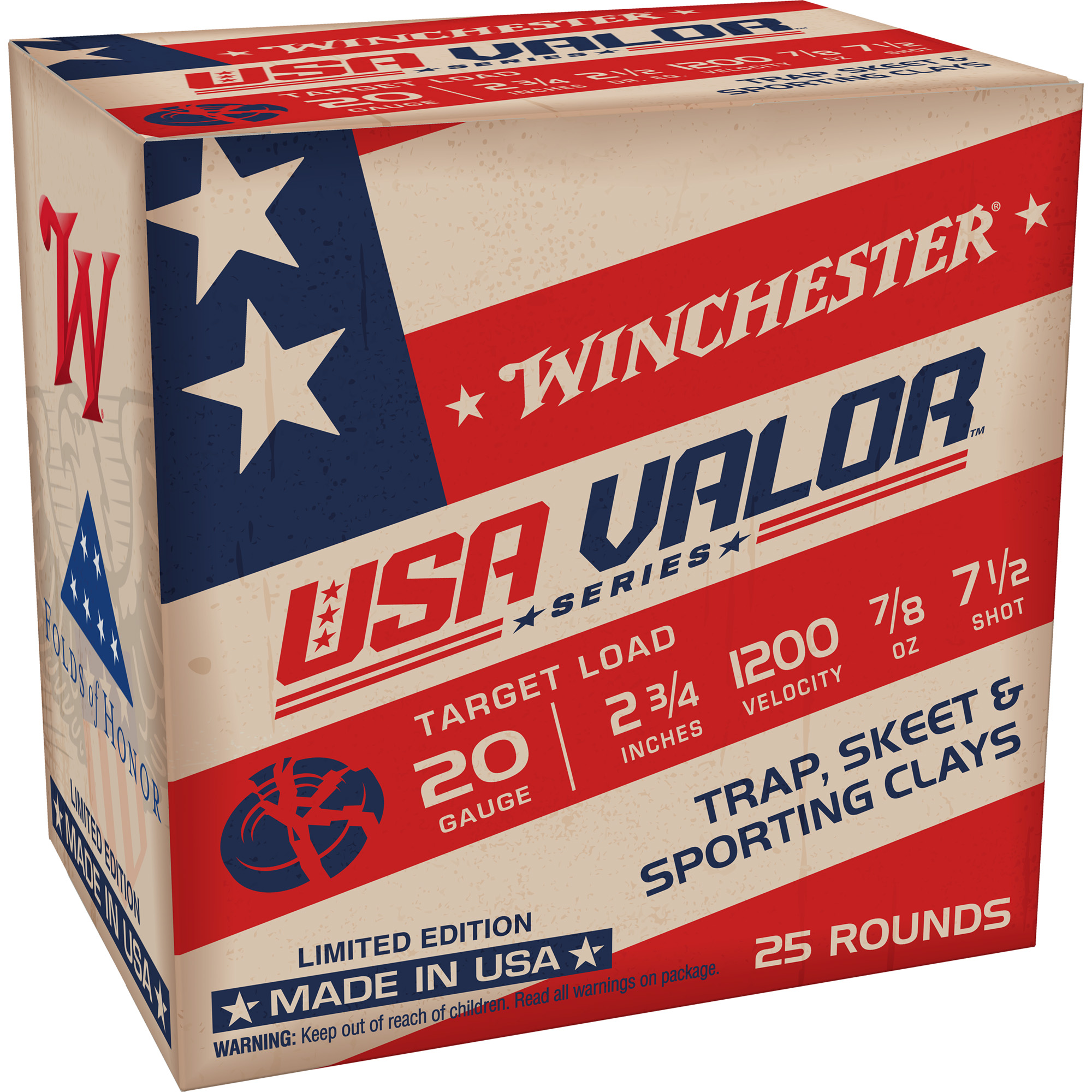 Winchester USA VALOR 20 Gauge 2.75″ #7.5 Shot – 25rd