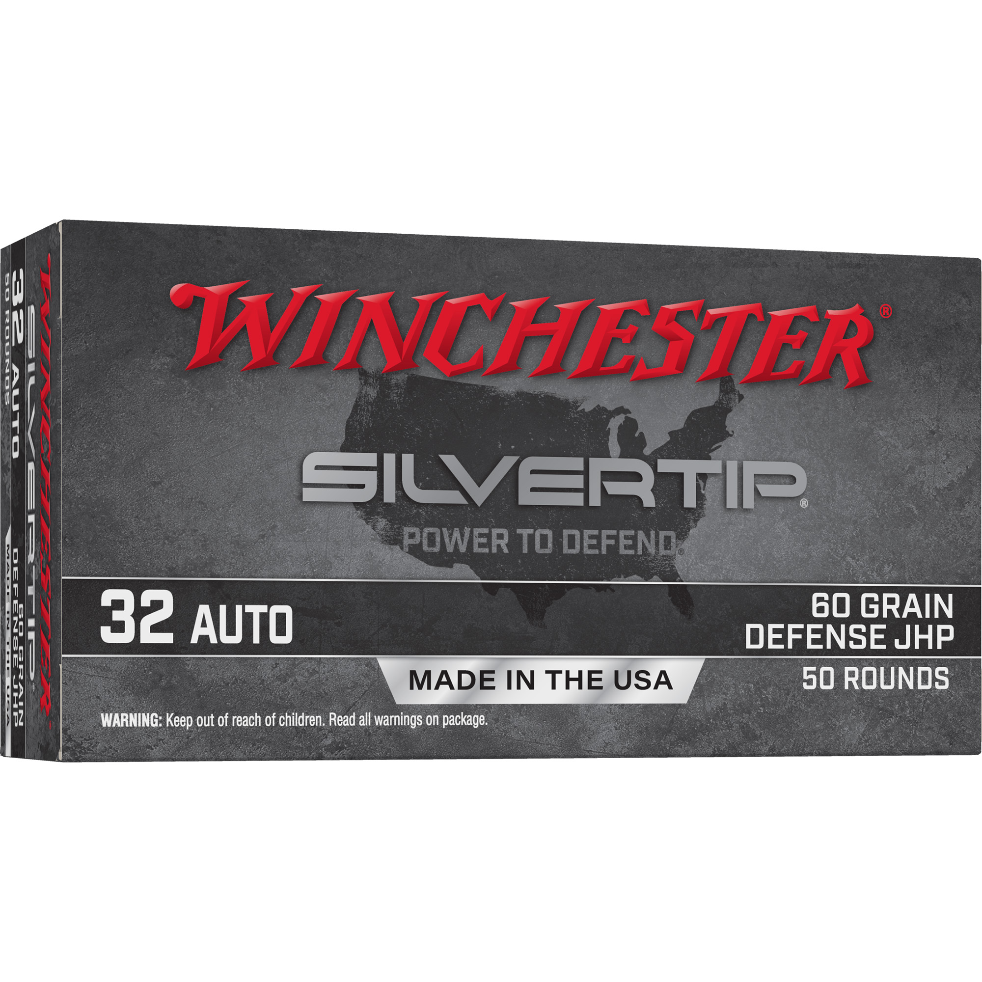 Winchester Silvertip 32 ACP 60gr Jacketed Hollow Point – 50rd