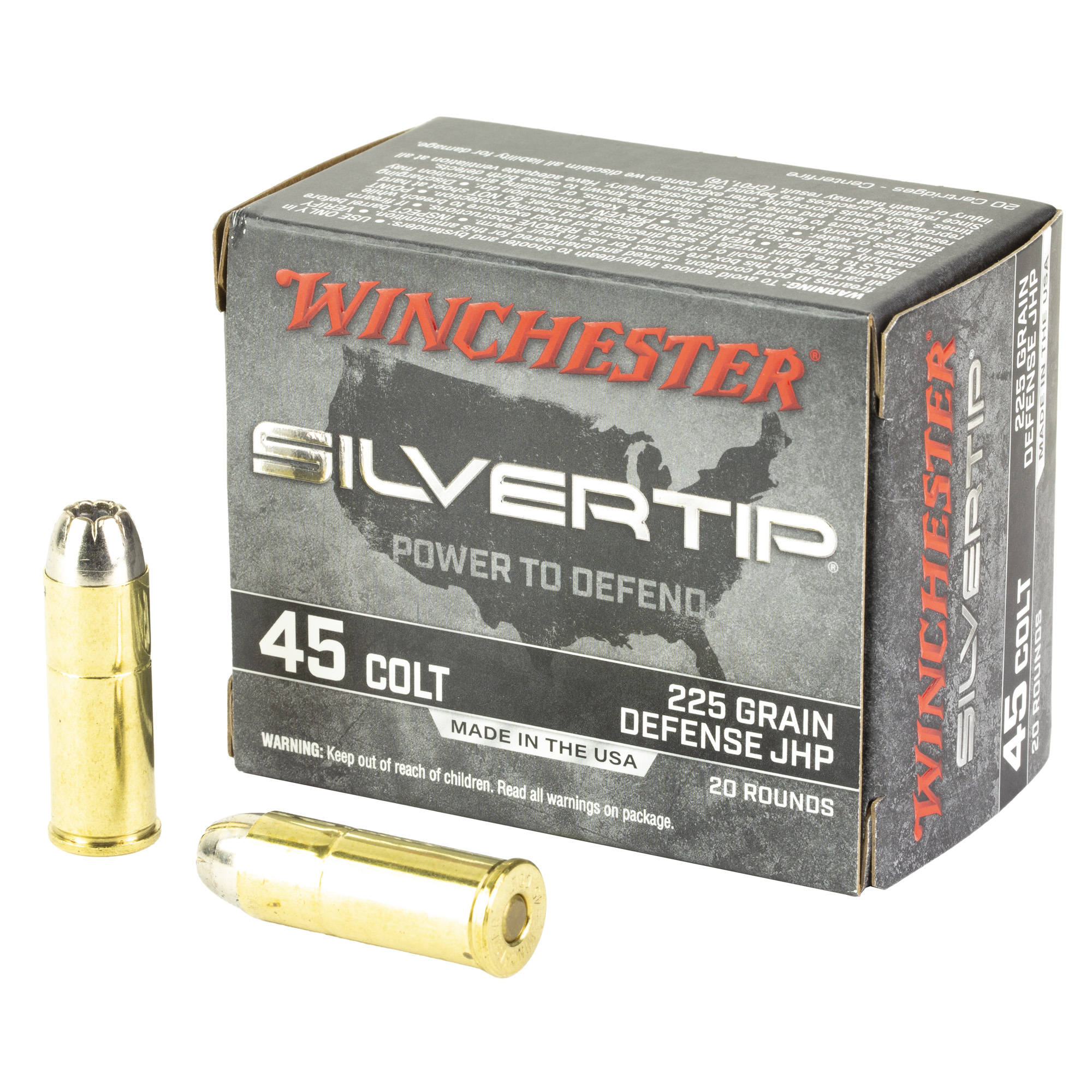 Winchester Silvertip 45 Long Colt 225gr Jacketed Hollow Point – 20rd