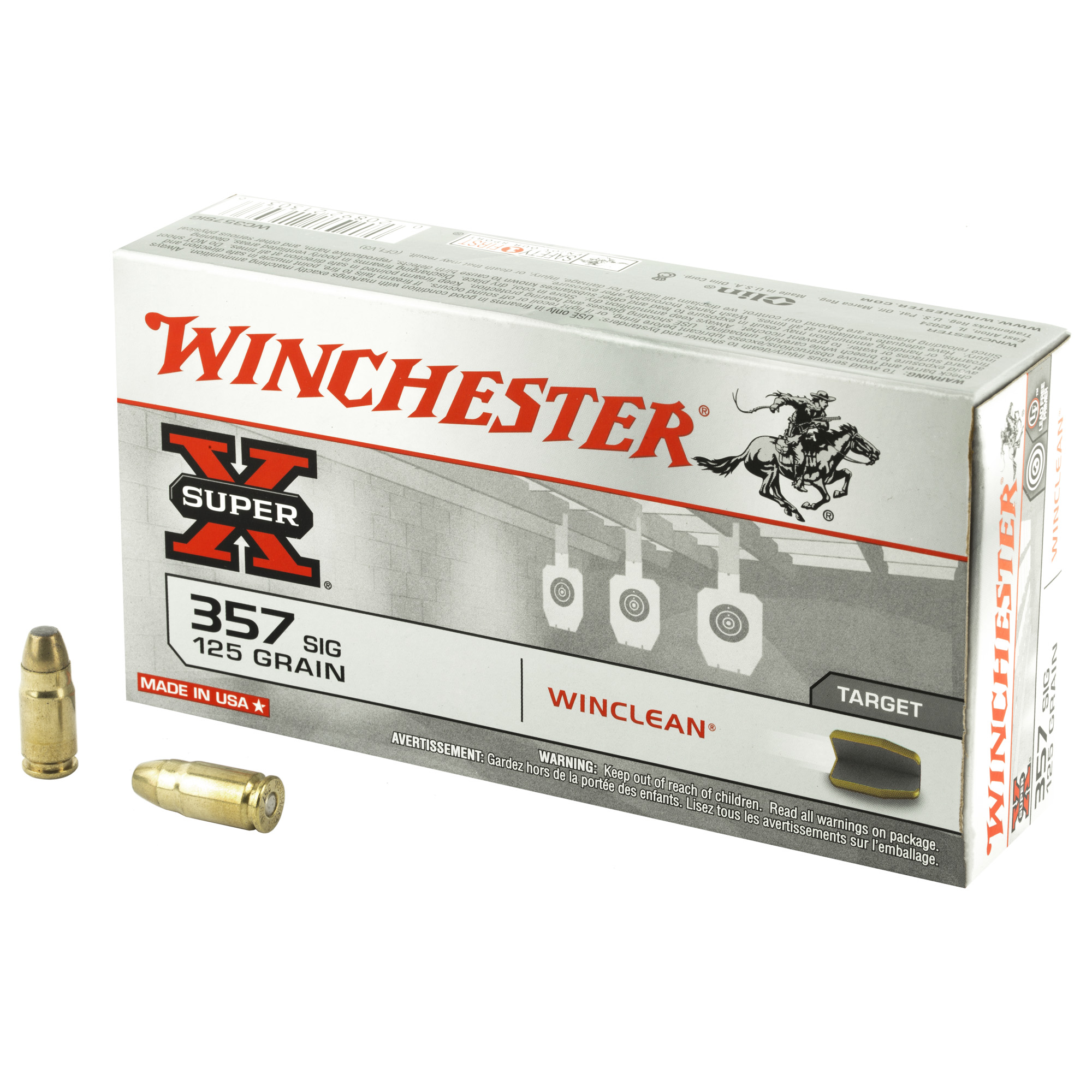 Winchester Super-X WinClean 357 Sig 125gr Brass Enclosed Base – 50rd