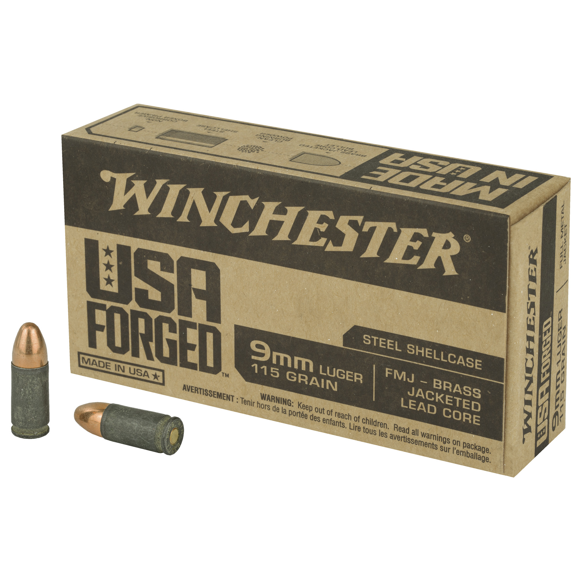 Winchester USA Forged 9mm 115gr Full Metal Jacket – 50rd