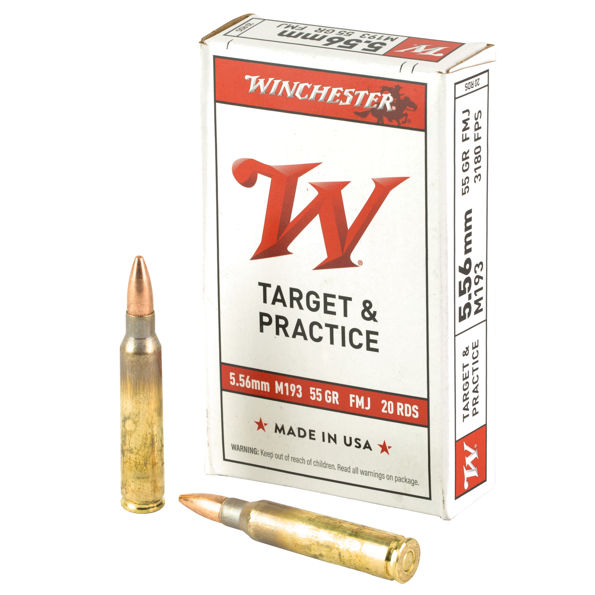 Winchester M193 5.56 NATO 55gr Full Metal Jacket – 20rd