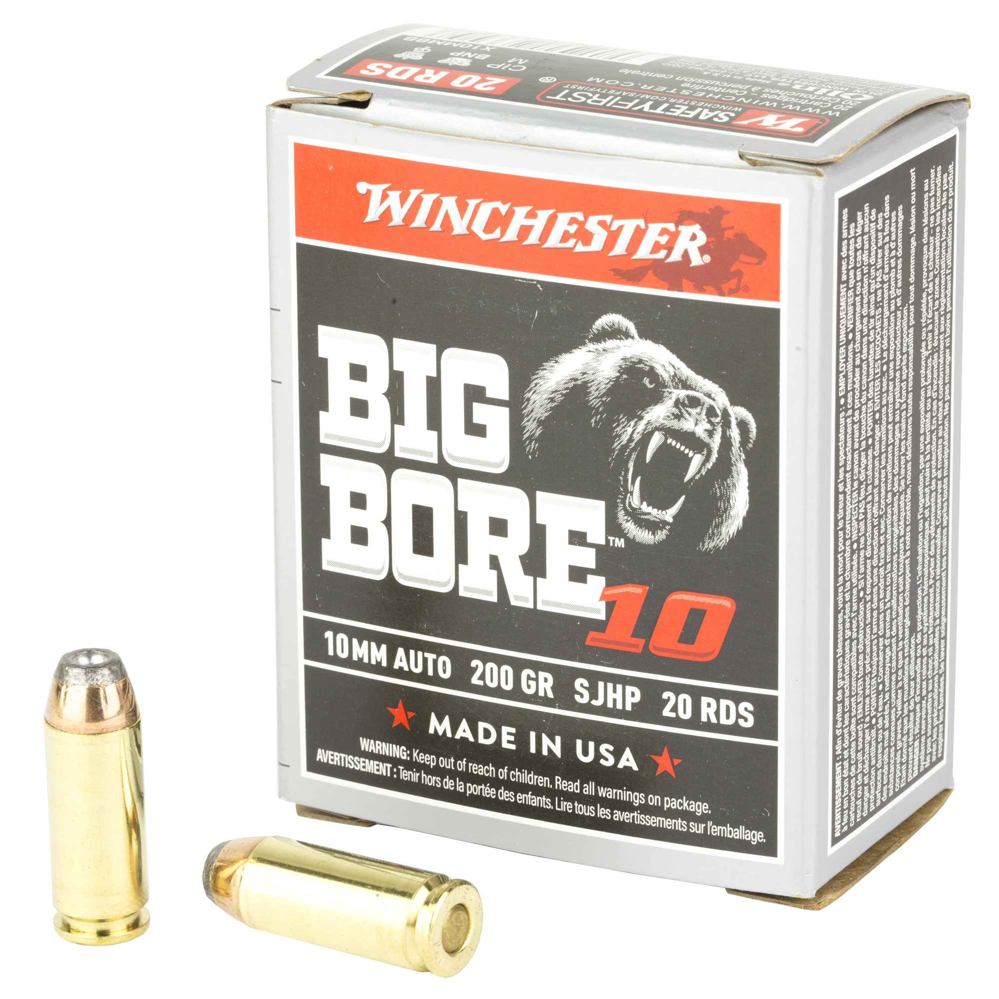 Winchester Big Bore 10mm 200gr Jacketed Soft Point – 20rd