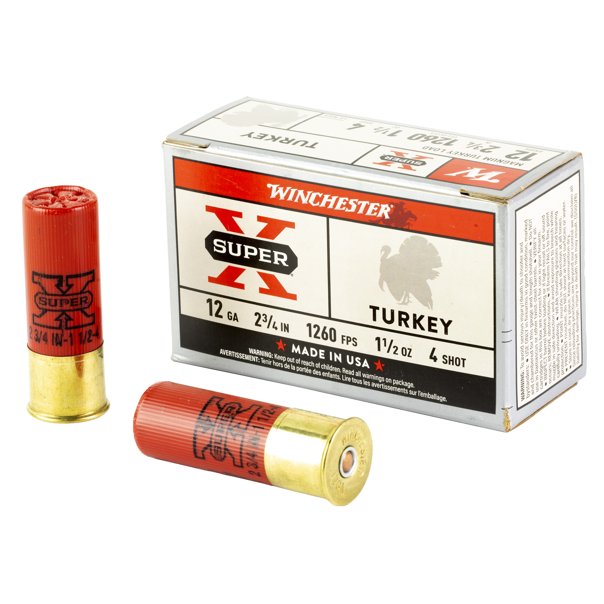 Winchester Super-X Turkey 12 Gauge 2.75″ #4 Shotshell – 10rd