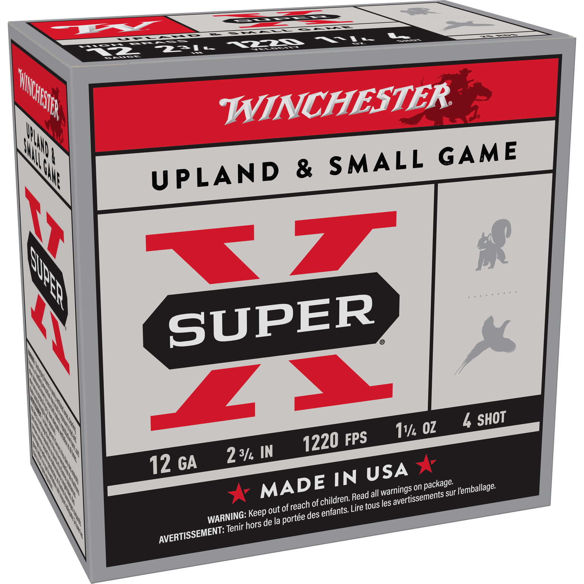 Winchester Super-X HIGH BRASS 12 Gauge 2.75″ #4 Lead – 25rd