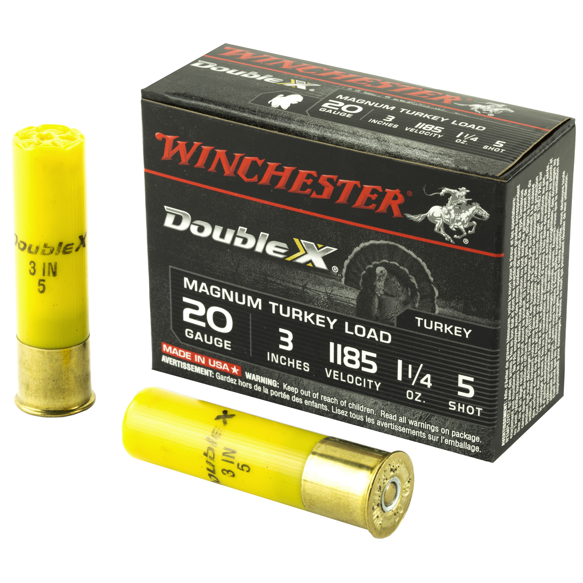 Winchester Double X Turkey 20 Gauge 3″ Magnum #5 Shotshell – 10rd