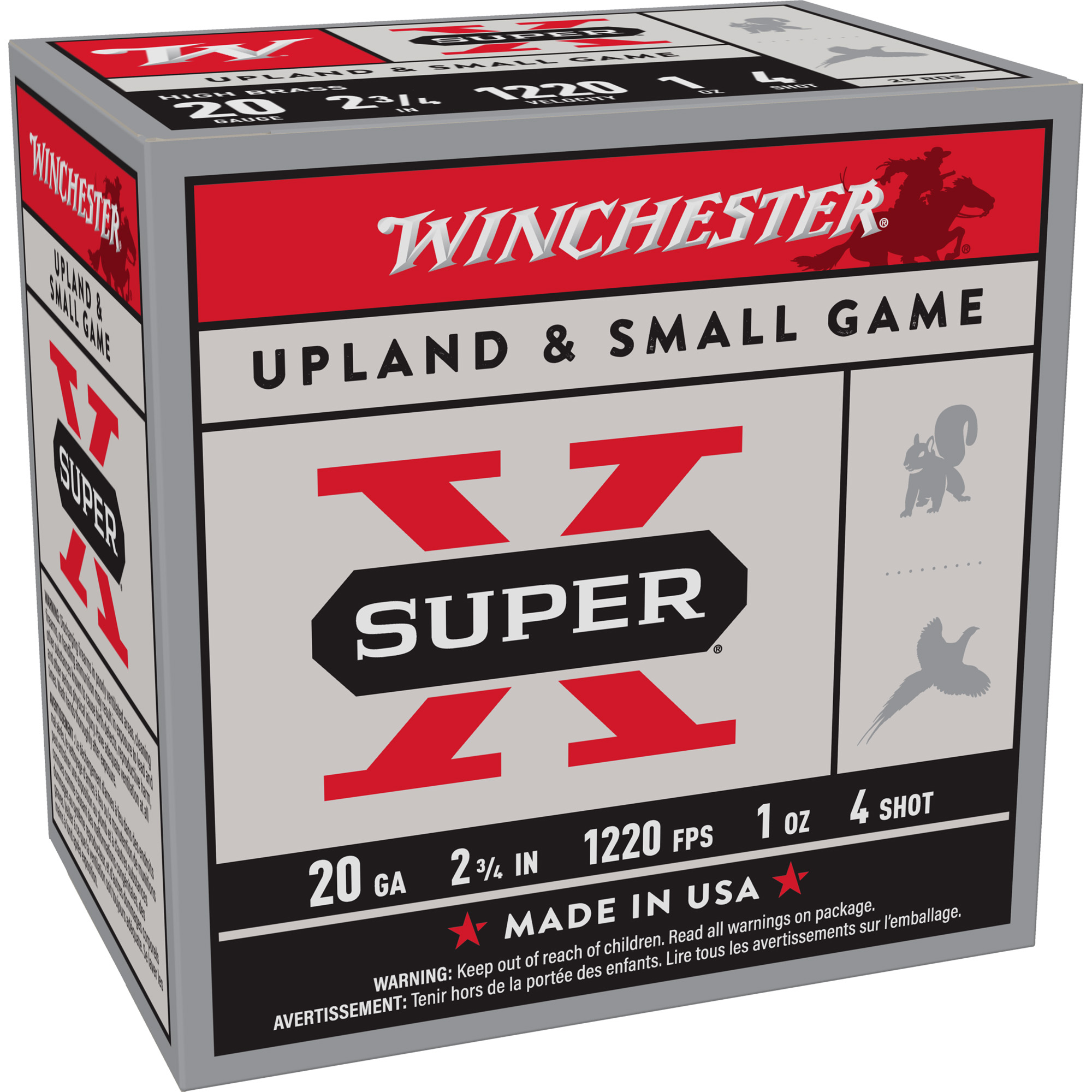 Winchester Super-X 20 Gauge 2.75″ #4 Shotshell – 25rd