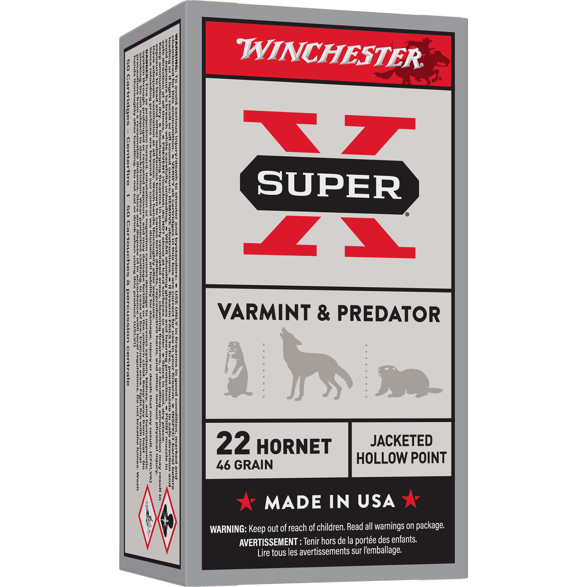 Winchester Super-X 22 Hornet 46gr Jacketed Hollow Point – 50rd