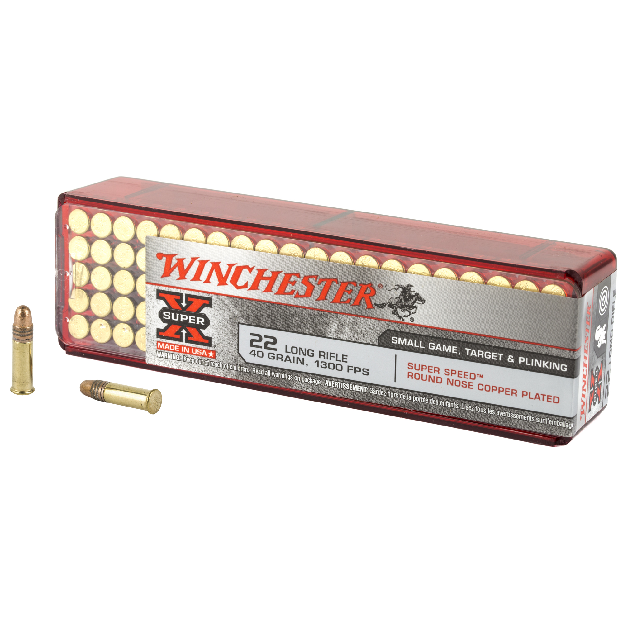 Winchester Super Speed Super-X 22 LR 40gr Plated Round Nose – 100rd