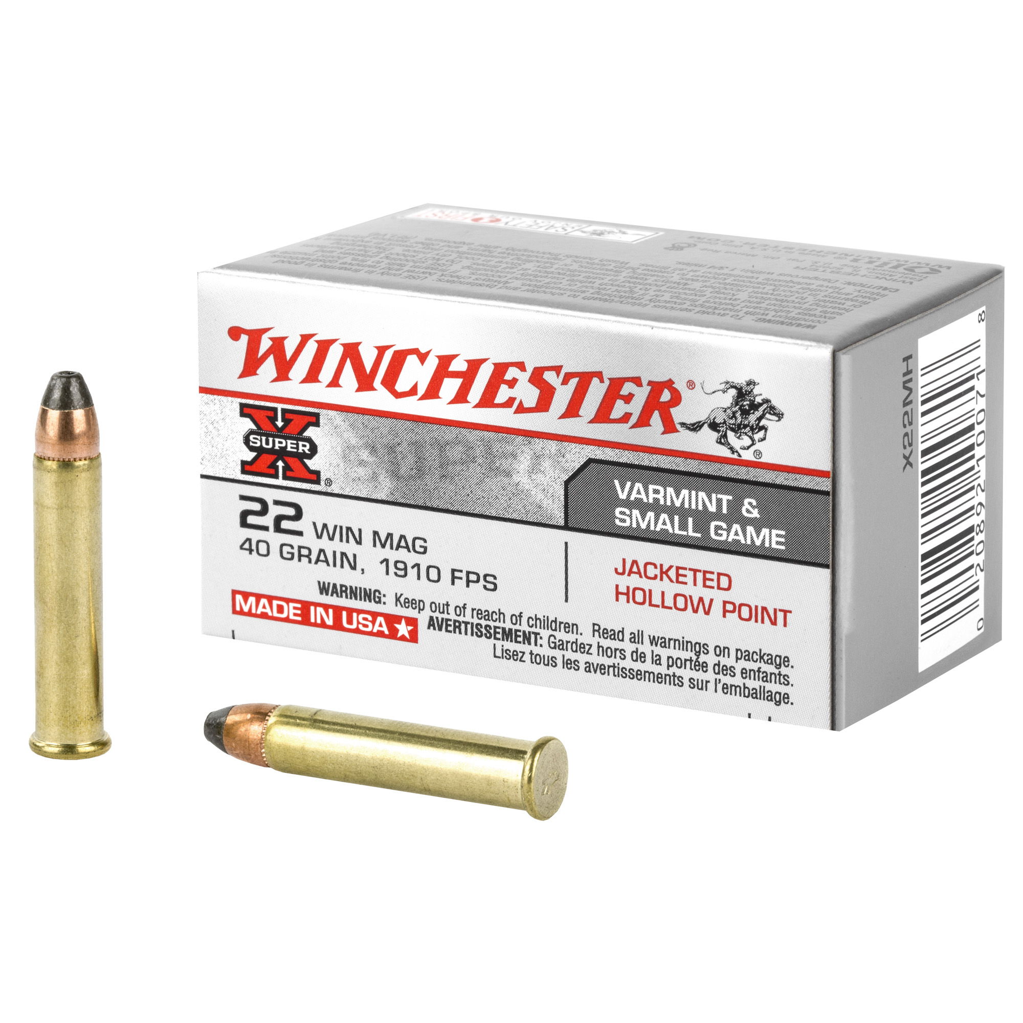 Winchester Super-X 22 WMR 40gr Jacketed Hollow Point – 50rd