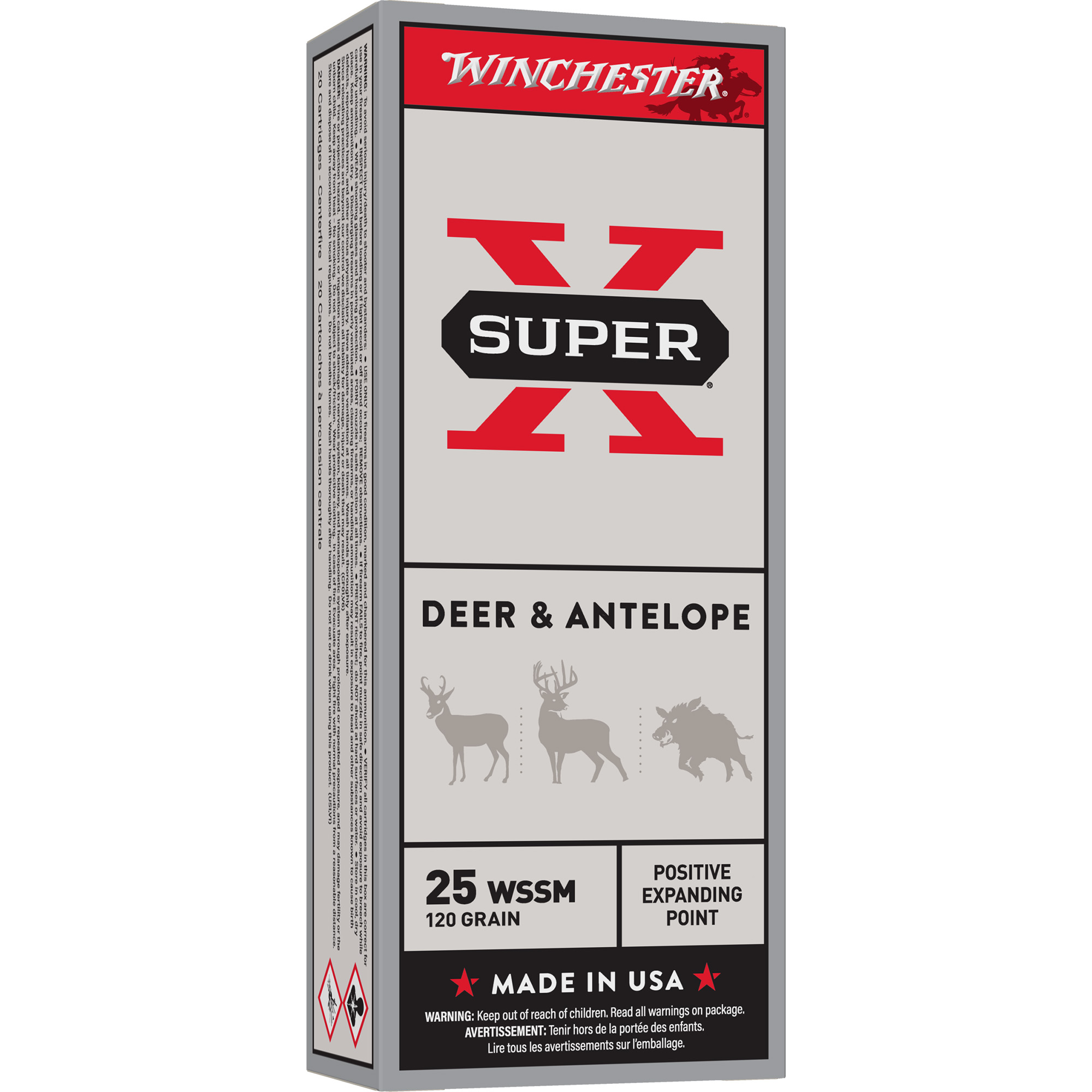 Winchester Super-X 25 Winchester Super Short Magnum 120gr Positive Expanding Point – 20rd