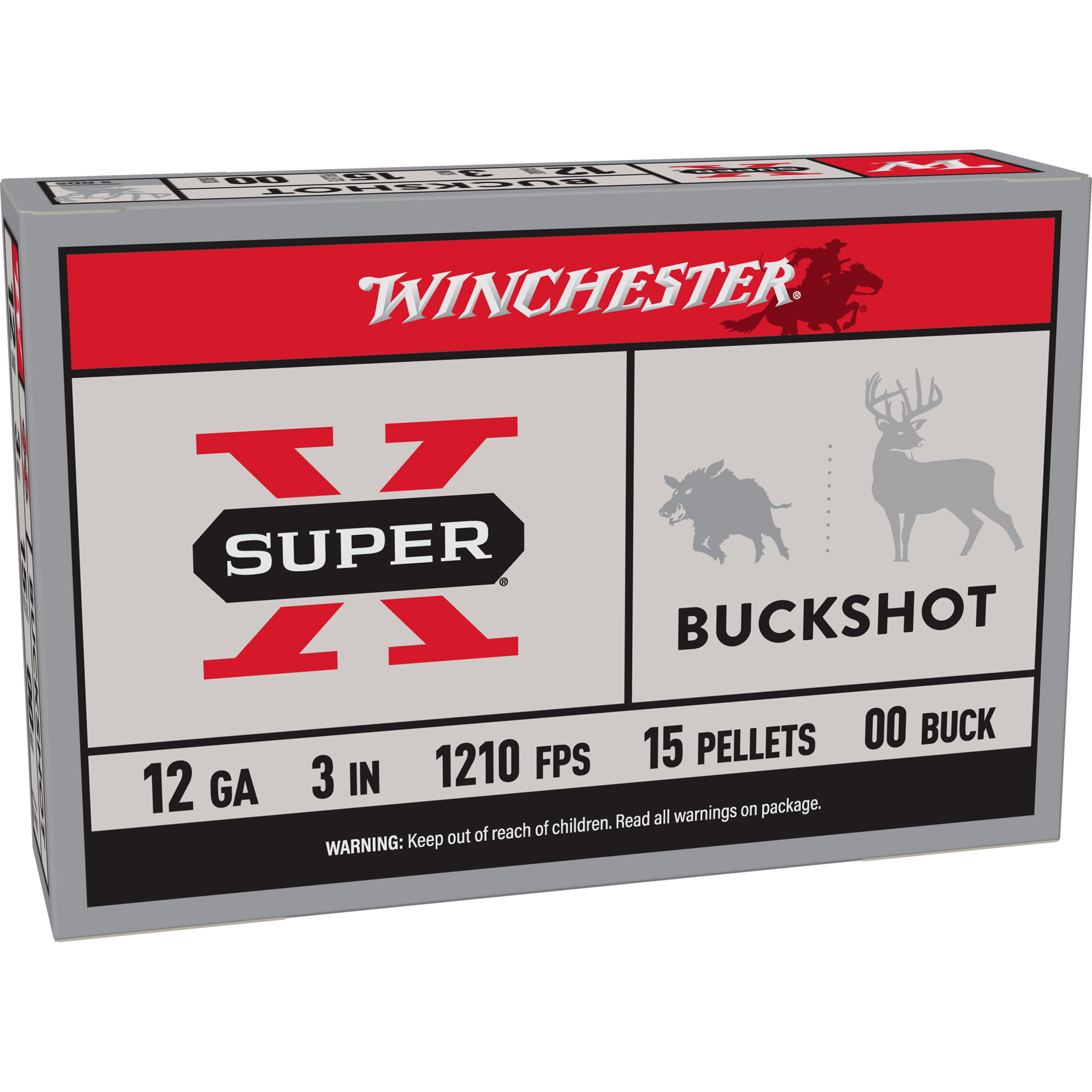 Winchester Super-X 12 Gauge 3″ 15 Pellets 00 Buck Buckshot – 5rd