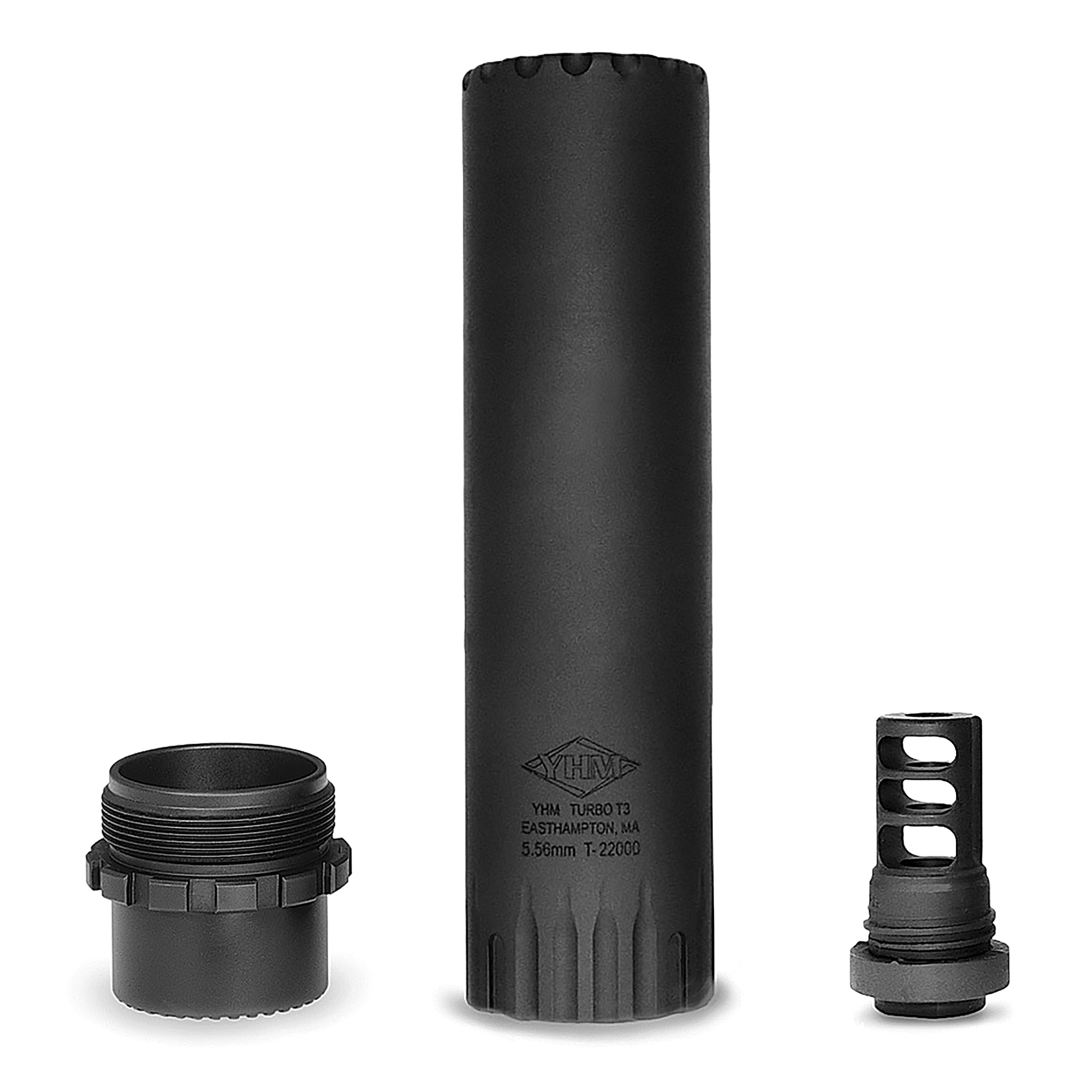 YHM TURBO T3 Suppressor 5.56 NATO 17-4PH Stainless Steel – Black